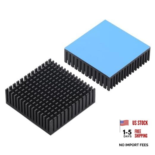 2PCS 50mm Black Aluminum Heat Sink with Thermal Conductive 50×50×15mm（2pcs）
