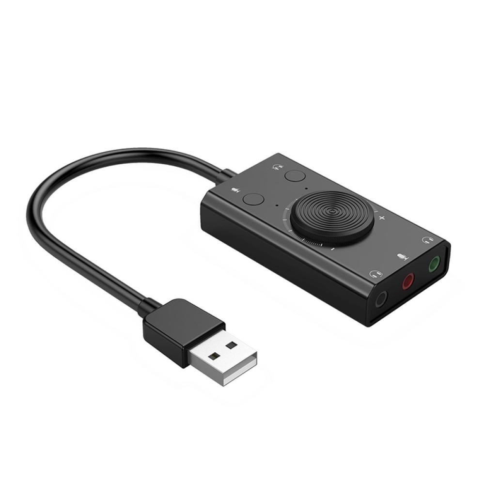 2-in-1 15Hz-25KHz Universal External USB Driver-Free Sound Card LED Indicator