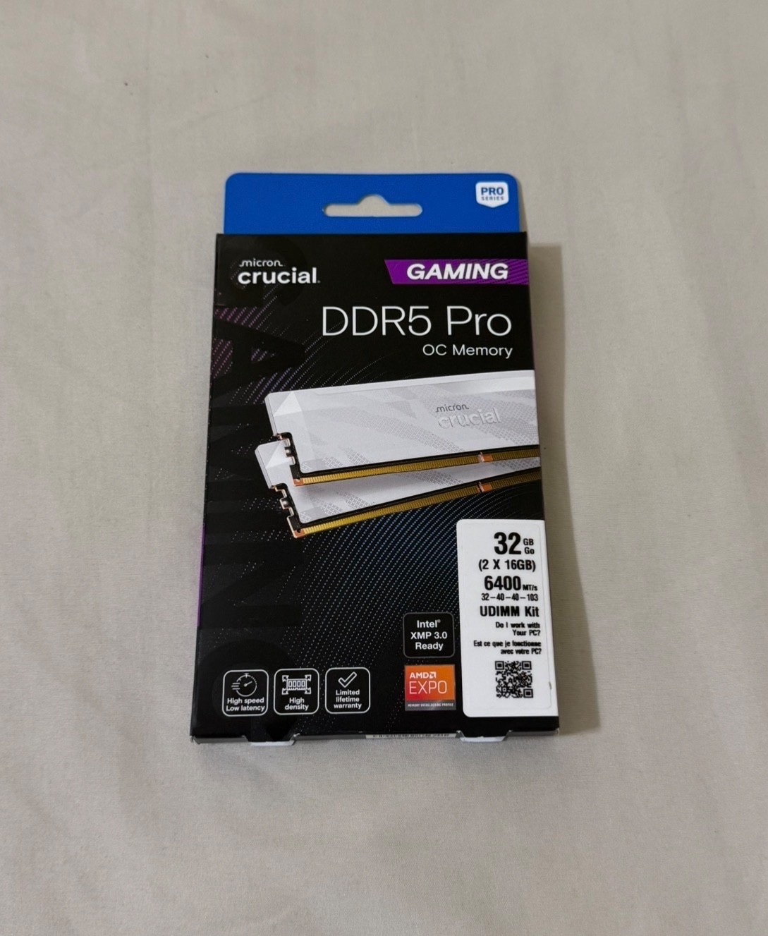 Crucial Pro Overclocking 32GB (2 x 16GB) DDR5 6400 PC5-51200 CL32 RAM – WHITE