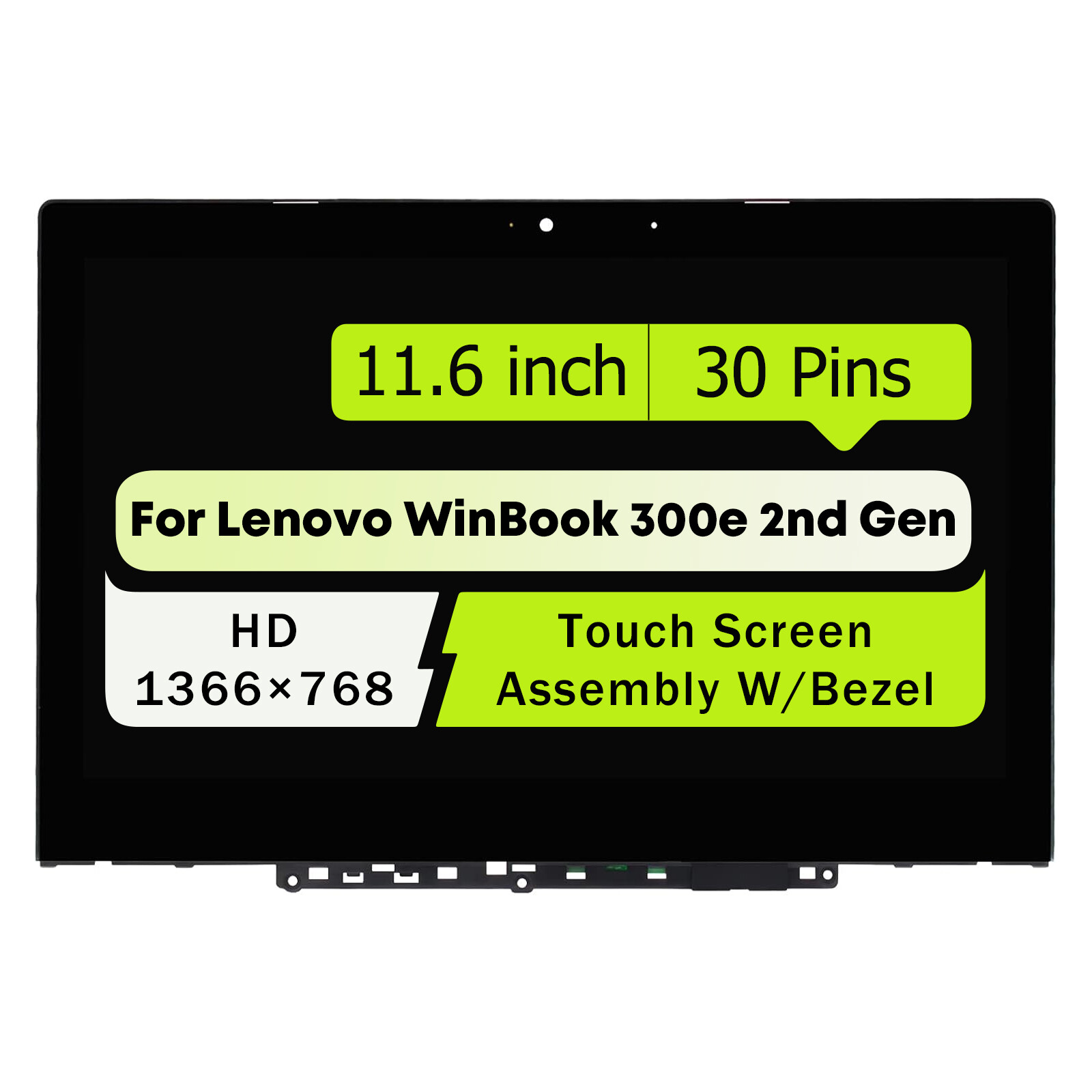 11.6″ for Lenovo WinBook 300e 2nd Gen 81M9 LCD Touch Screen W/ Bezel 5D10T45069