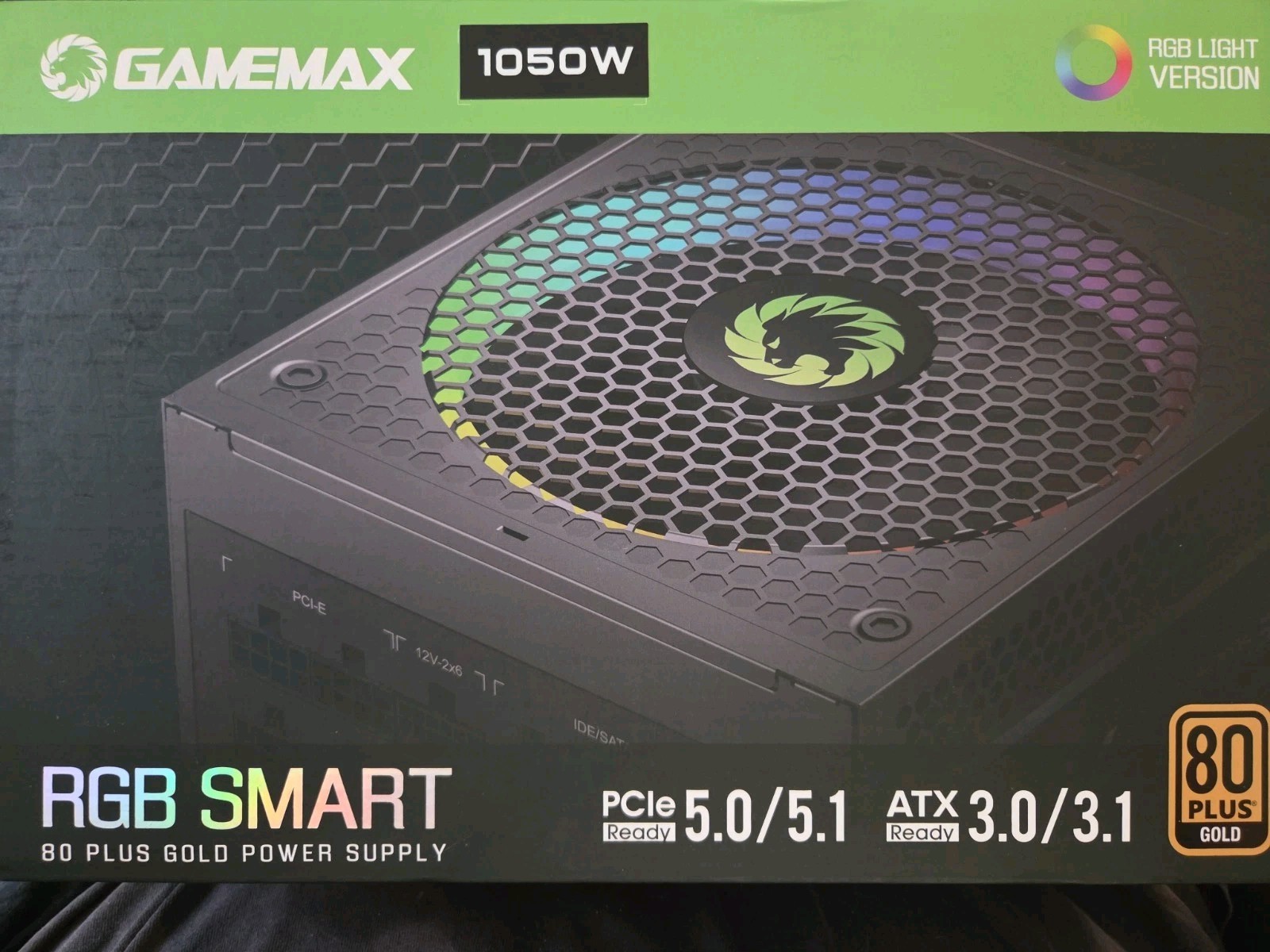 GAMEMAX RGB SMART 1050W Ready 80+ GOLD POWER SUPPLY FOR PC. PCIe/ATX READY OB