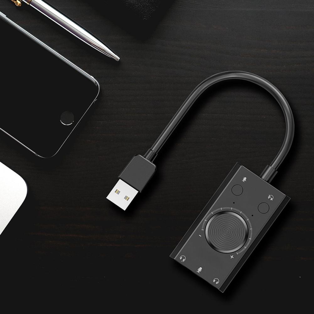 2-in-1 15Hz-25KHz Universal External USB Driver-Free Sound Card LED Indicator