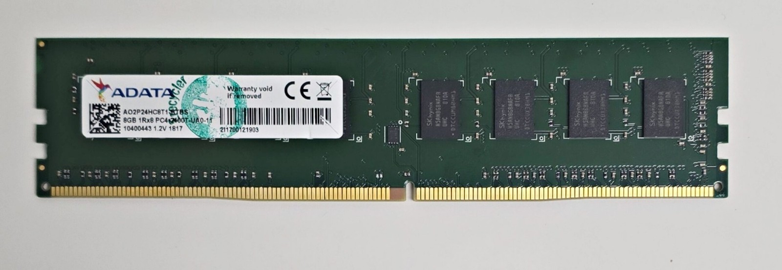 ADATA 8GB (1X8GB) DDR4 Desktop Memory 2400MHz AO2P24HC8T1-BTBS