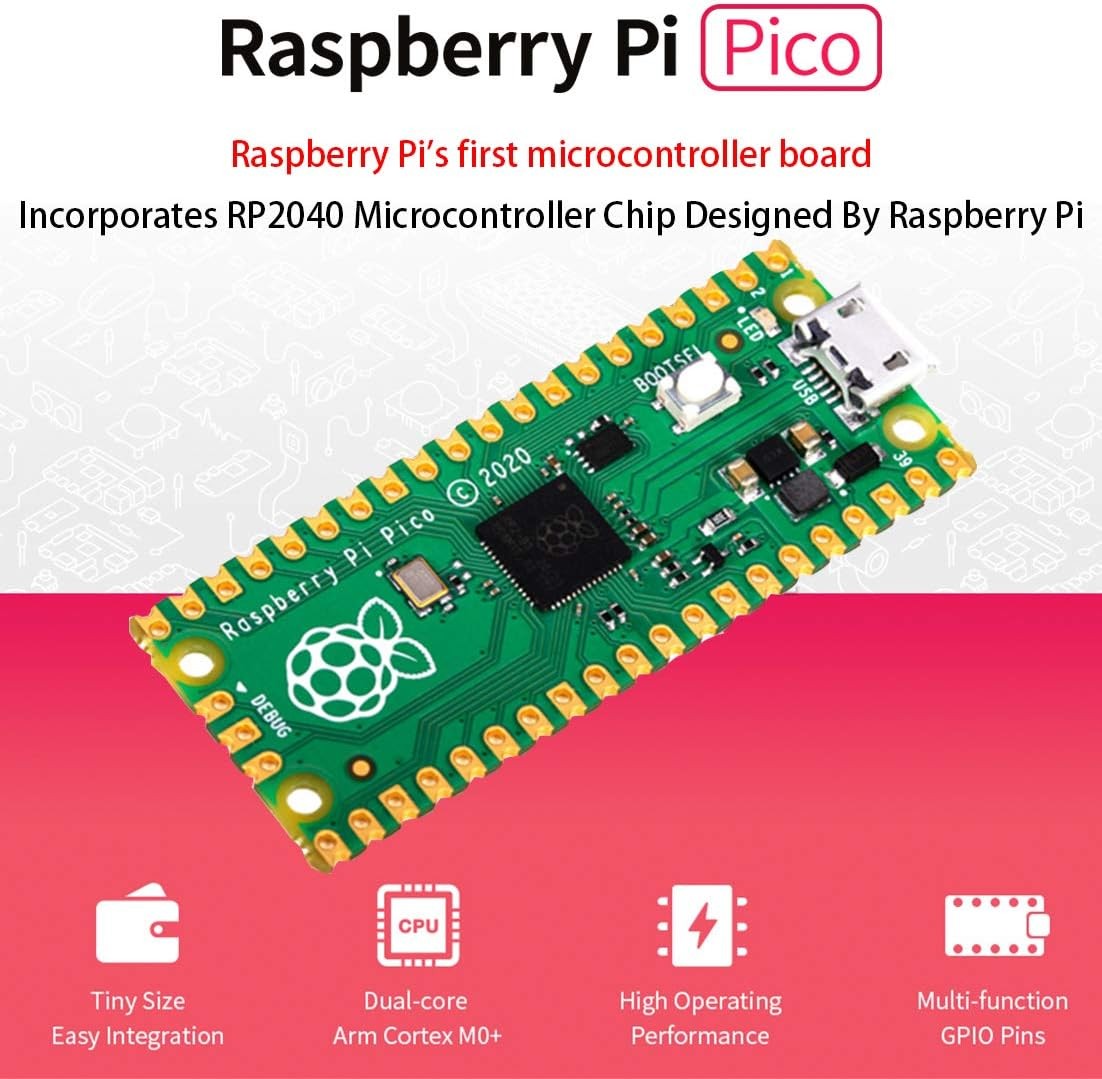 Raspberry Pi Pico Microcontroller Board Pre Soldered Header RP2040 Chip Dual