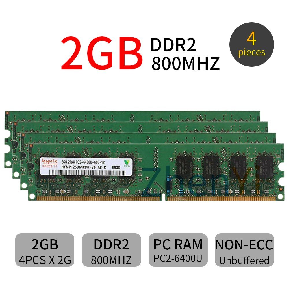 Hynix 8GB kit 8G 4x 2GB PC2-6400U DDR2 800MHz 2Rx8 RAM DIMM Desktop Memory RAM