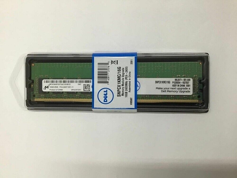 SNPCX1KMC/16G A9755388 DELL 2RX8 16GB DDR4 PC4-2400T Unbuffered UDIMM ECC Memory