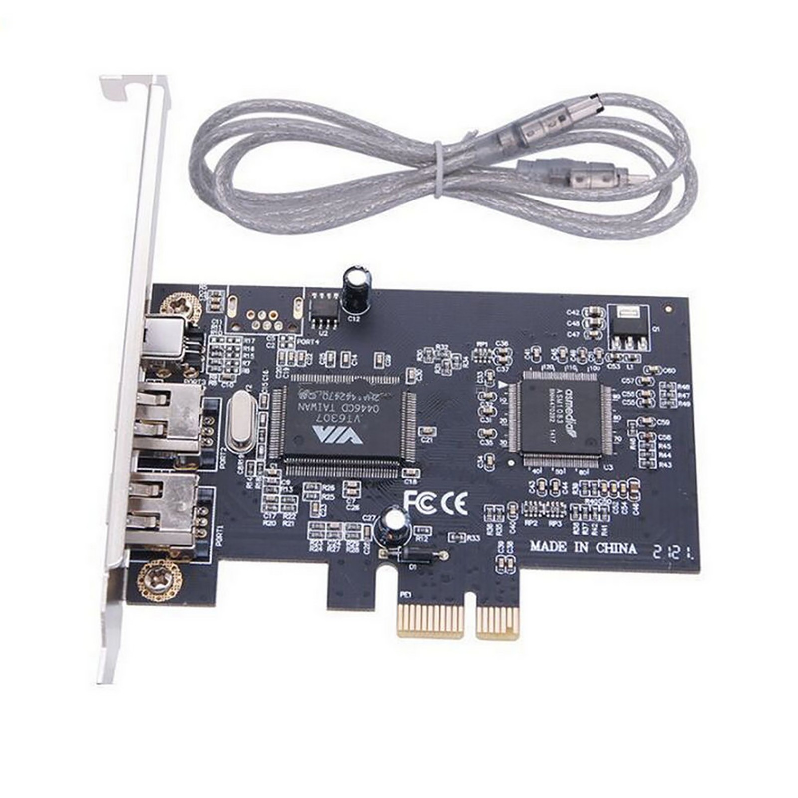 Silver+Black 3 Ports 1394A Expansion Card Accessories With Low Profile Bracket