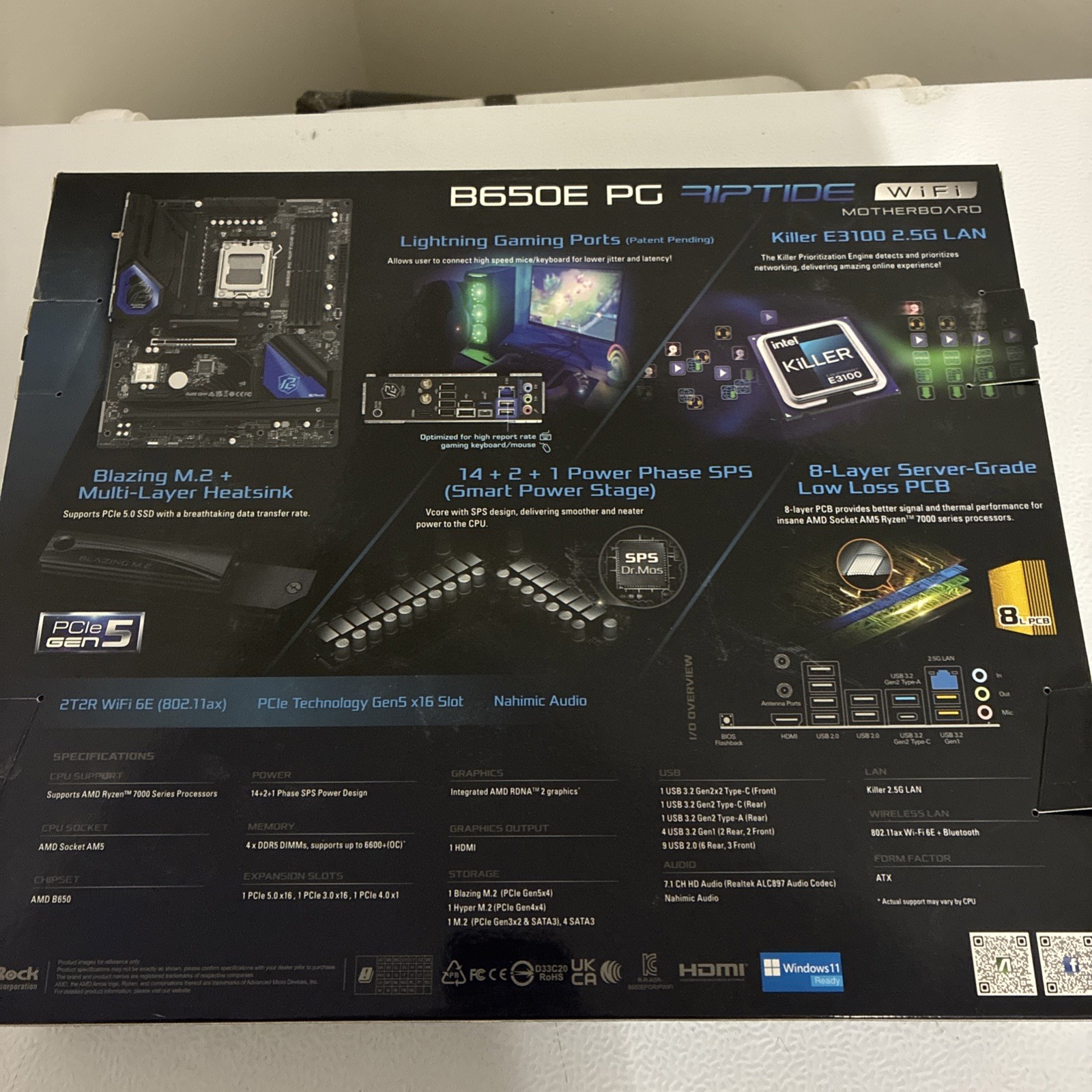 ASRock B650E PG Riptide WiFi AM5 ATX AMD Motherboard New Open Box Unused RMA