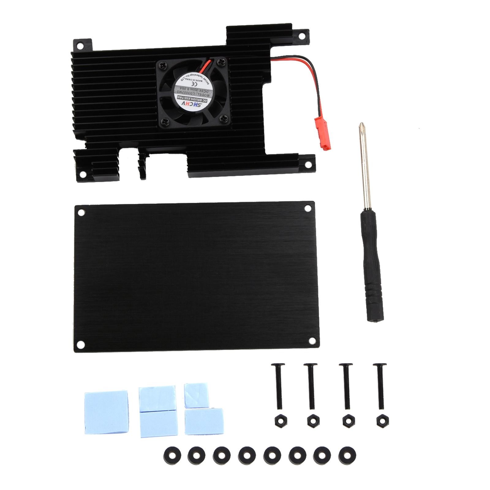 Aluminum Cover+Base+ Passive Cooling Fan+ Silicone Heatsinks For Orange Pi 5 N