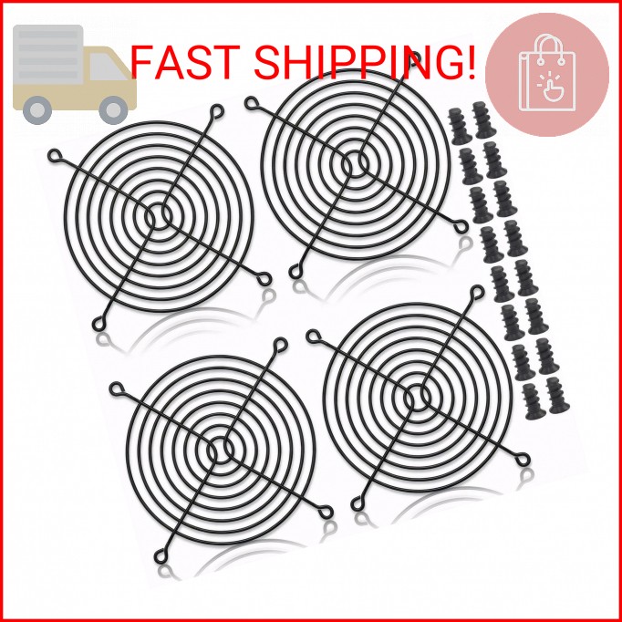 Easycargo 4pcs 120mm Fan Grill Guard Black with Screws