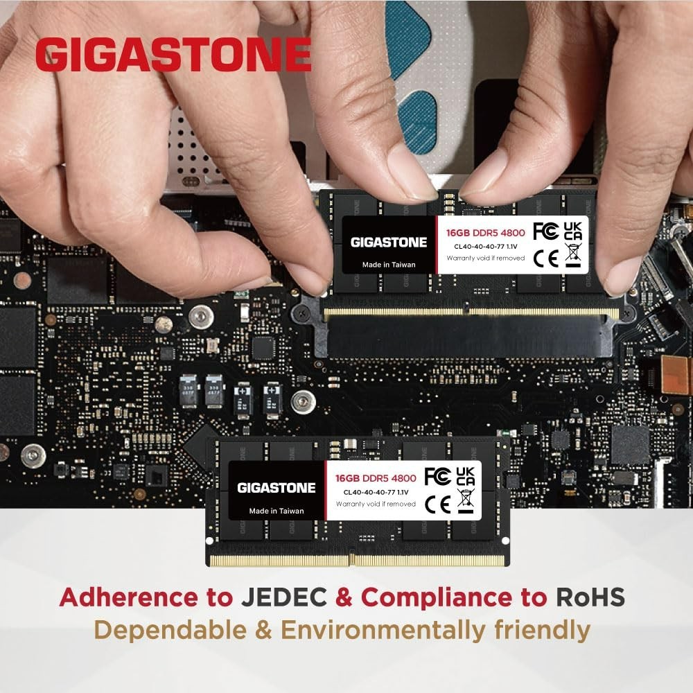 [DDR5 RAM] GIGASTONE 64GB Kit (4x16GB) DDR5 4800MHz PC5-38400 CL 40-40-40-77 1.1