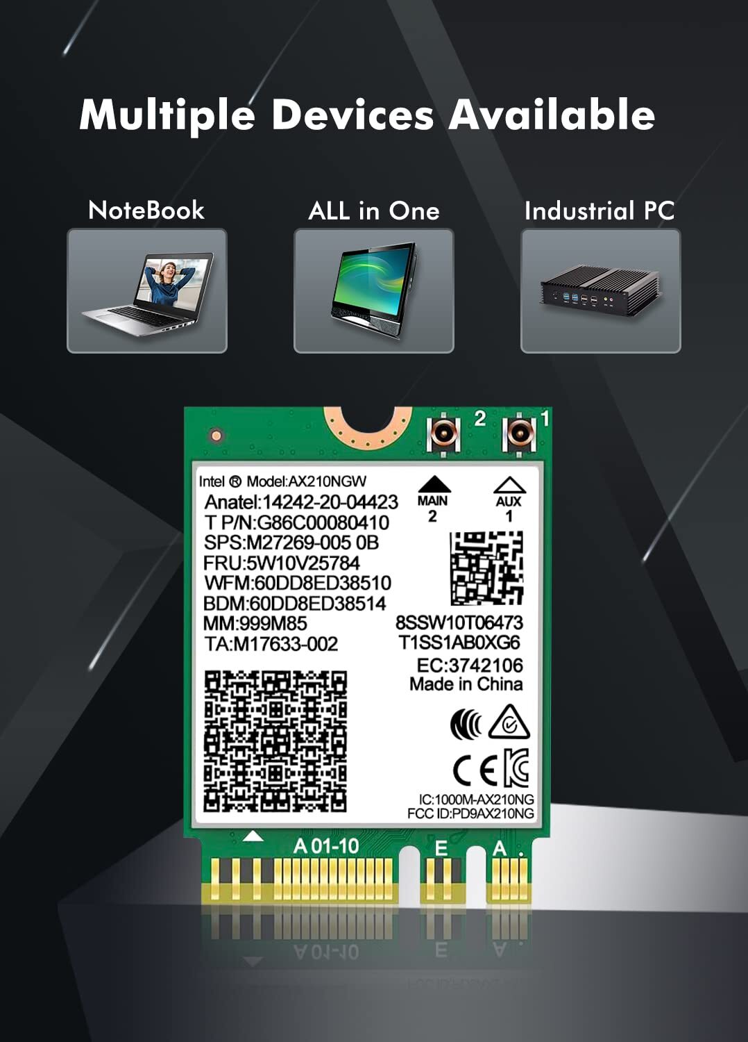 WiFi 6E Wireless Card Intel AX210 NGW Bluetooth 5.3 Tri-Band 5400Mbps Network…