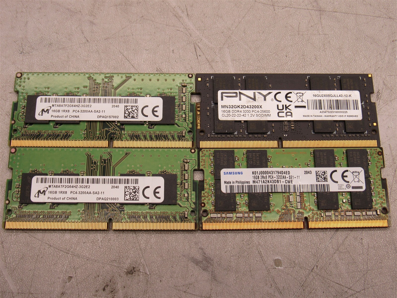4 LOT – 16GB PC4-3200AA DDR4 25600 SODIMM RAM for LAPTOP – MAJOR BRANDS