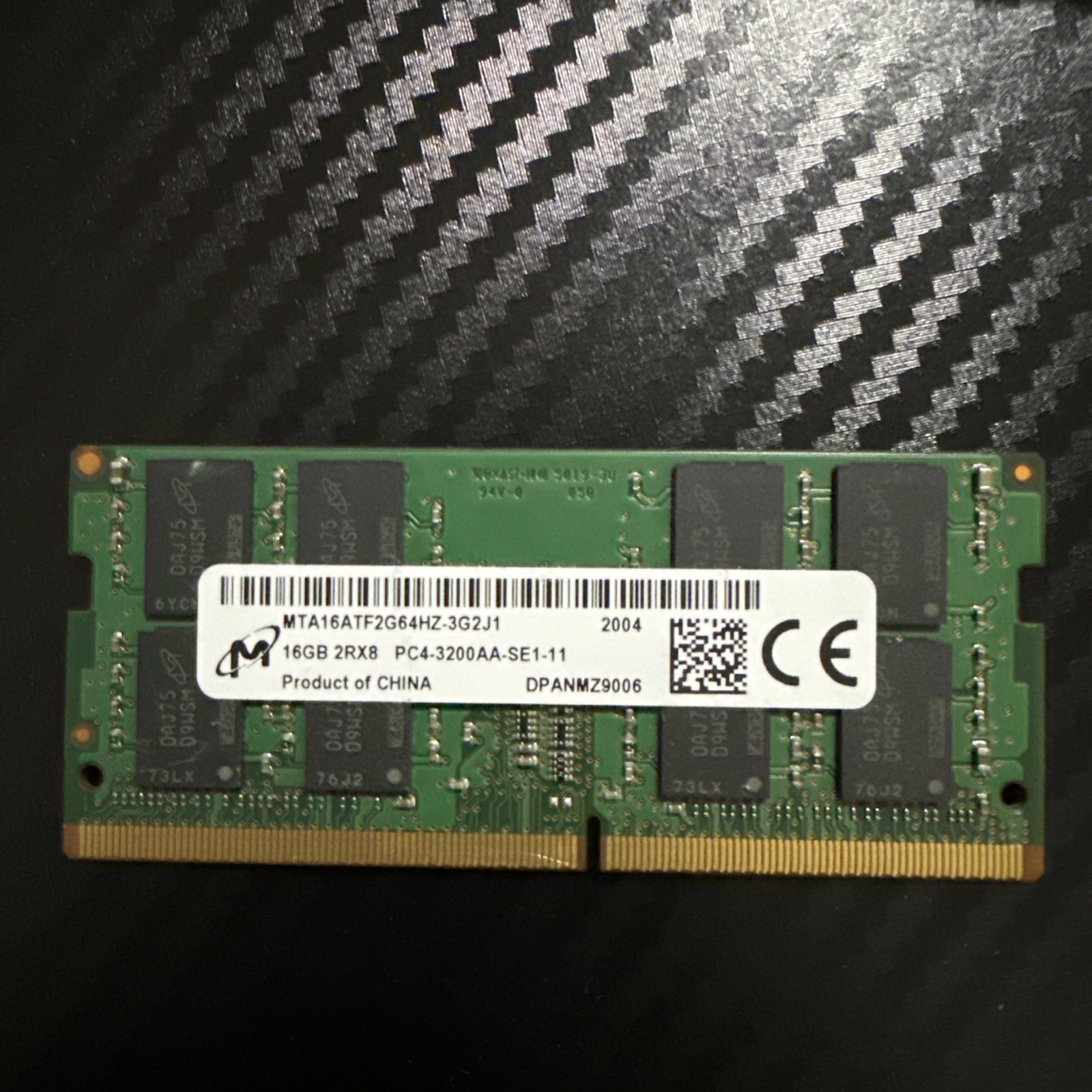 Micron 16GB 2Rx8 DDR4 SO-DIMM PC4-3200AA Laptop RAM MTA16ATF2G64HZ-3G2J1