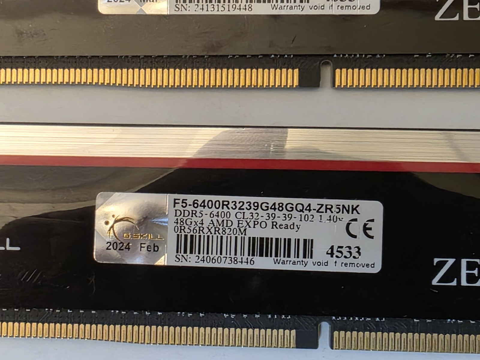 G. Skill ZETA R5 NEO 144GB (3×48GB) DDR5‑6400 RDIMM AMD EXPO READY – PREOWNED