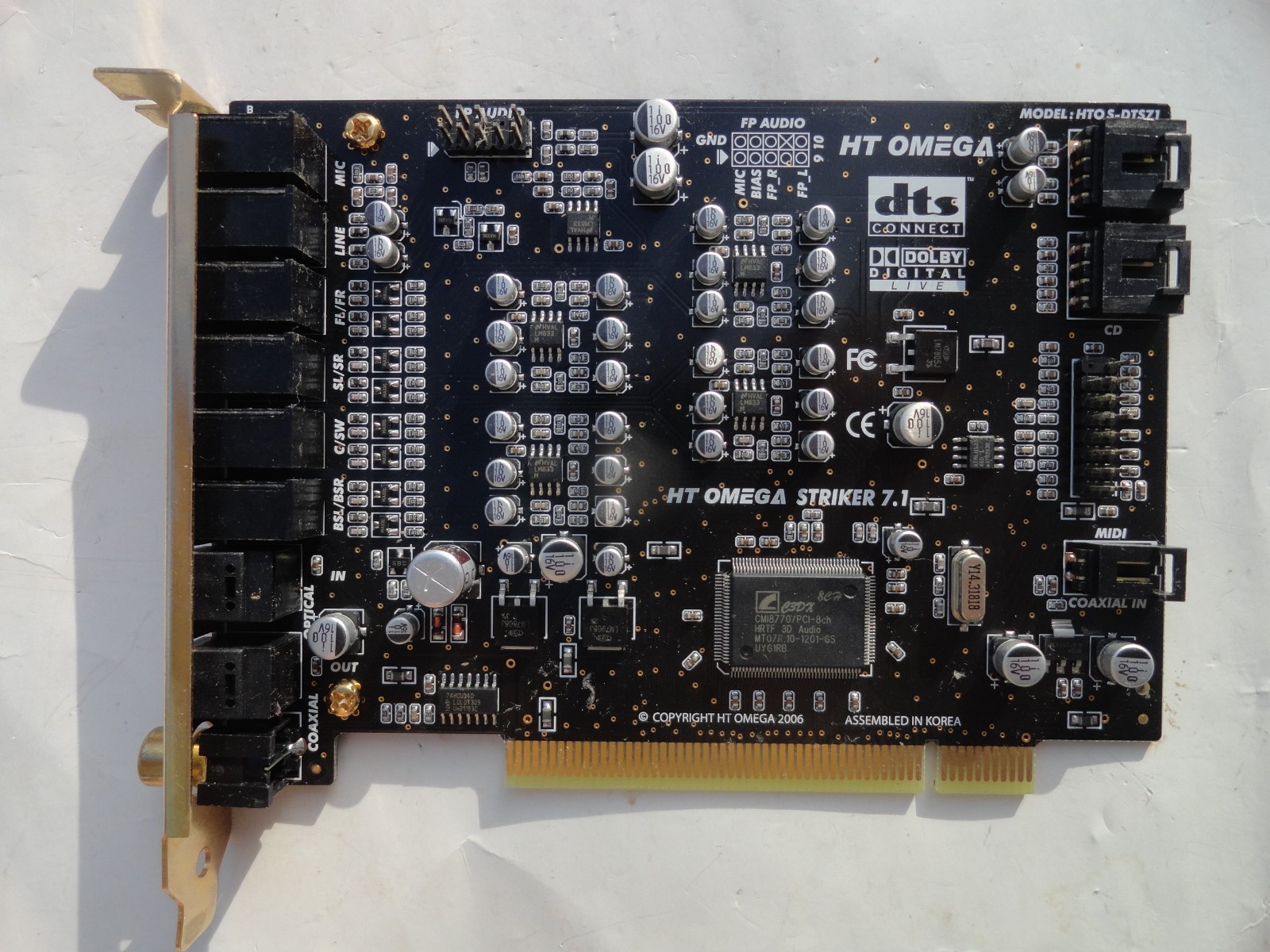 HT Omega Claro PCI 7.1 Channel Sound Card S/PDIF 3.5mm Mic-In Line-In Outputs