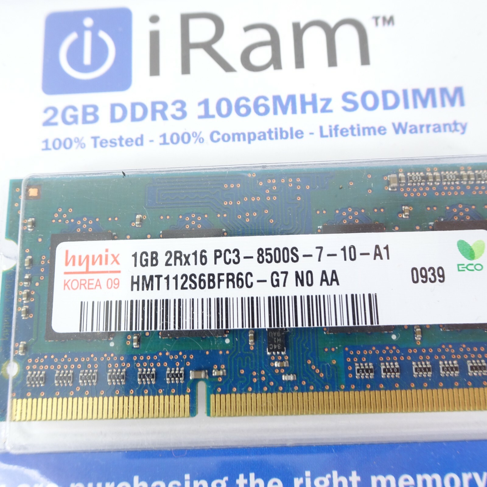 Pair Hynix Korea 1GB 2Rx16 PC3 8500S-7-10-A1 DDR3 SDRAM HMT112S6BFR6C-G7