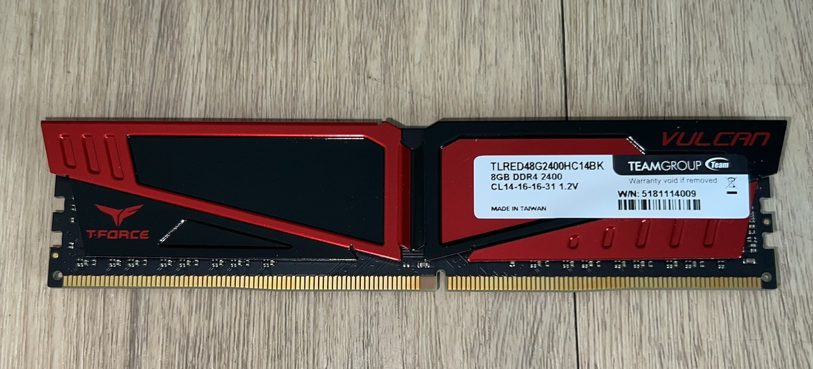 TeamGroup T-Force Vulcan 8GB DDR4 2400MHz CL14 Desktop RAM TLRED48G2400HC14BK