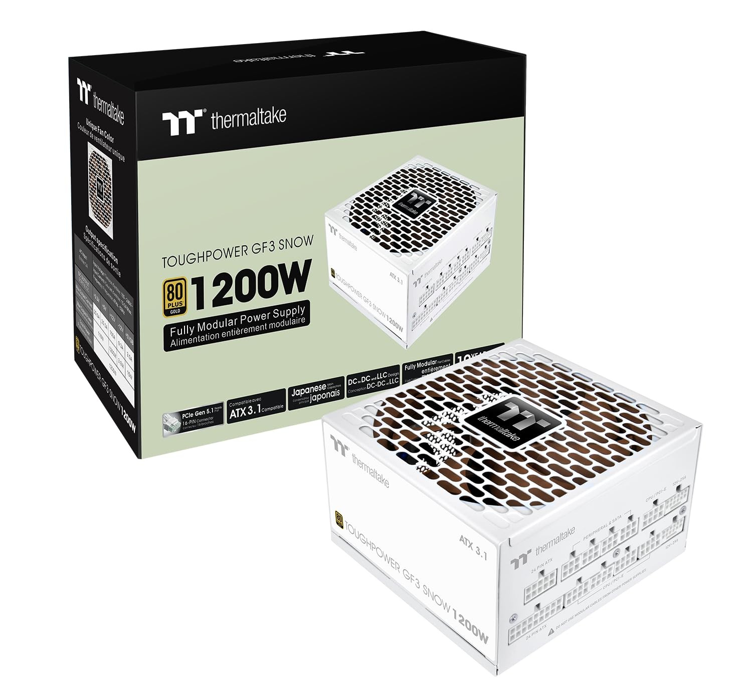 Thermaltake Toughpower GF3 1200W; ATX 3.1;x2 Native PCIe 5.1 12V-2×6;Flat Cables