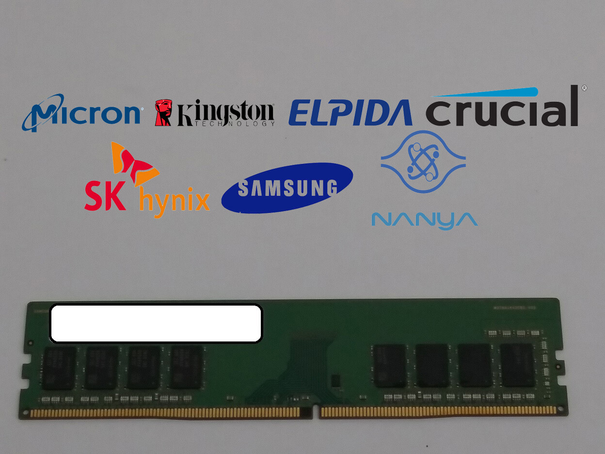 Lot of 10 Major Brand 8 GB PC4-19200 (DDR4-2400) 1Rx8 DDR4 Desktop Memory