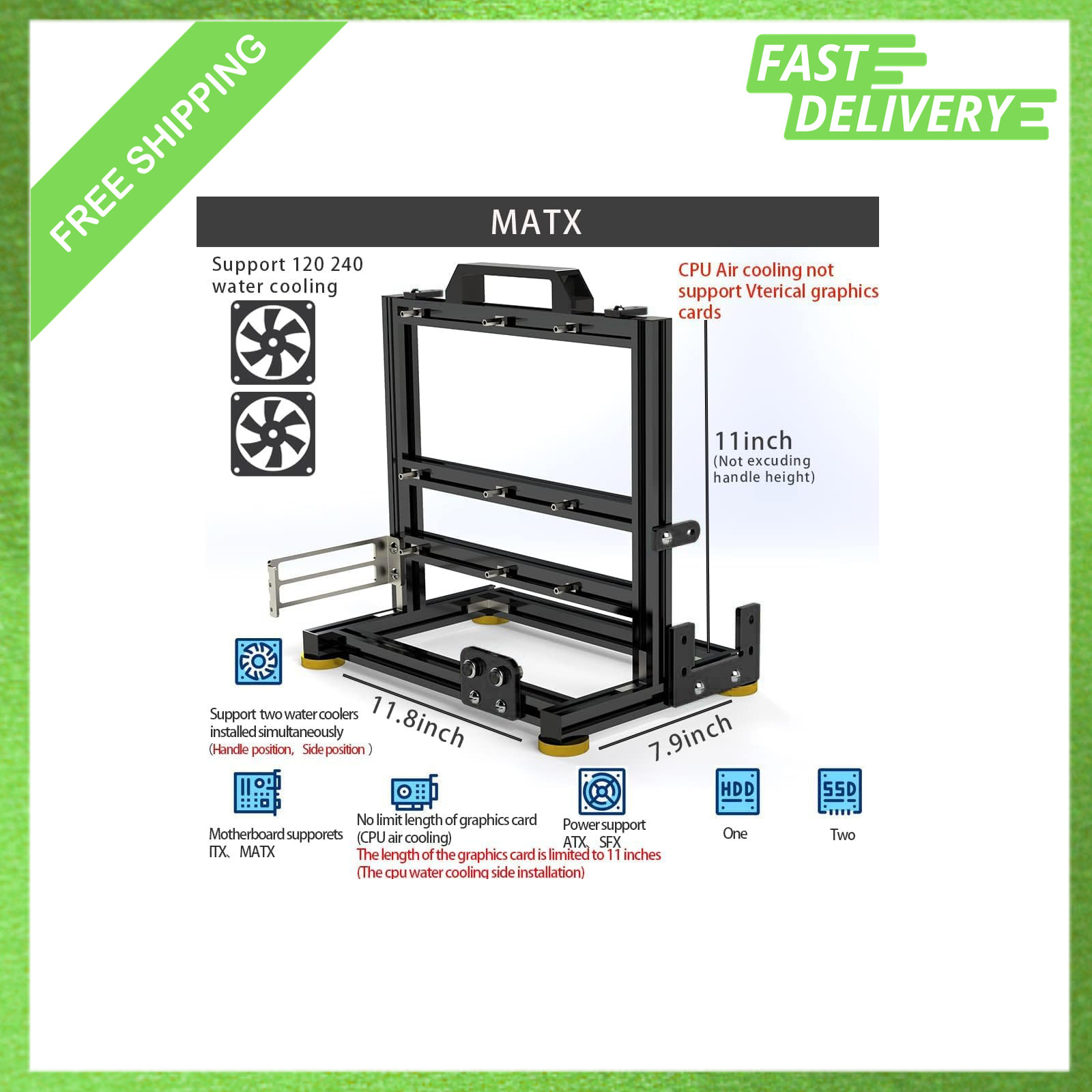 Open Air Computer Case, Creative Assembly Frame Test Bench, Open Aluminum