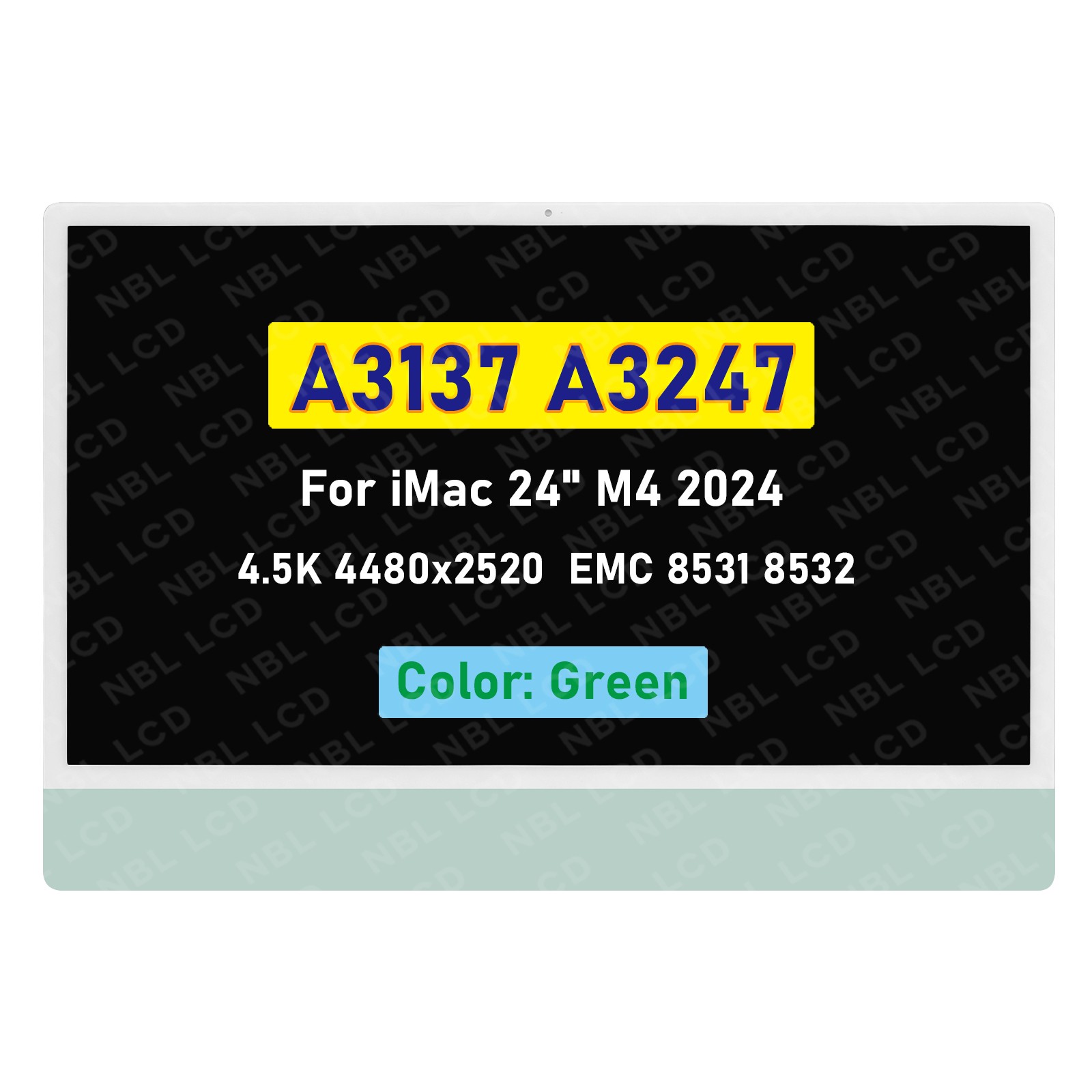 For iMac 24″ A3137 A3247 M4 2024 EMC 8532 8531 LCD Screen Display Assembly Green