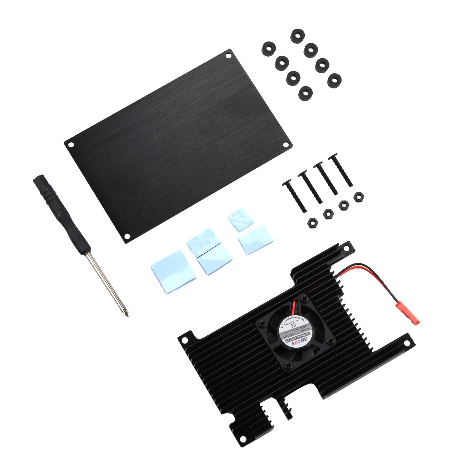 Aluminum Cover+Base+ Passive Cooling Fan+ Silicone Heatsinks For Orange Pi 5 N