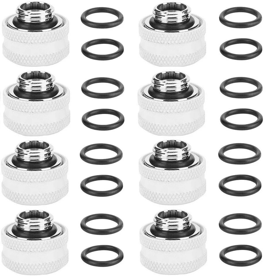 8 Pcs FreezeMod G1/4″ Thread Compression Fitting for 14mm OD Hard Rigid TUBE WHT