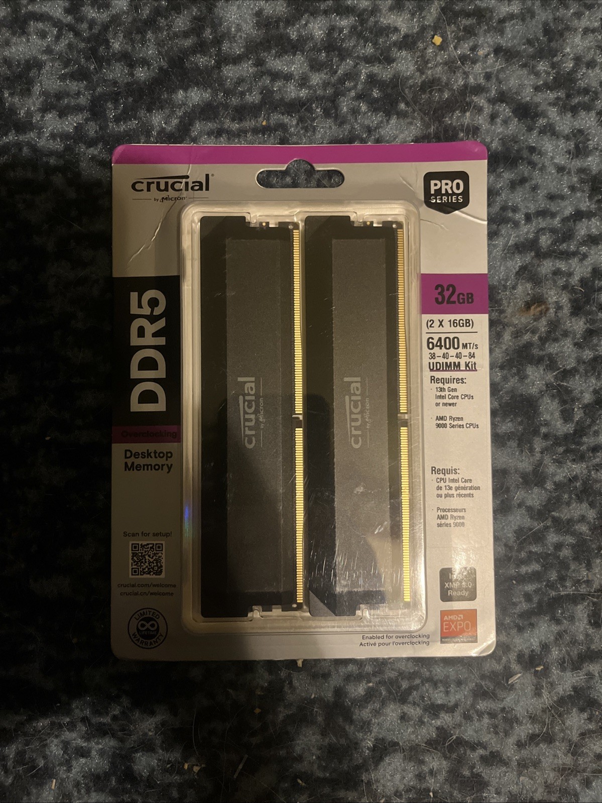 Crucial Pro DDR5 RAM 32GB 2x16GB 6400MHz CL38 Black CP2K16G64C38U5B