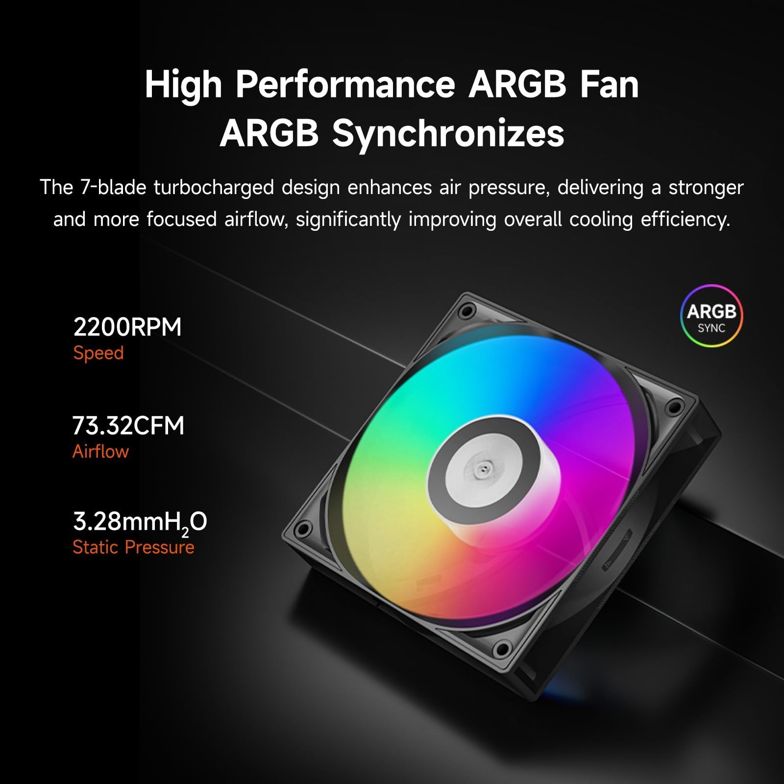 High-Performance CPU Air Cooler, Dual-Tower Heatsink, 120mm ARGB Fan, Intel & AM