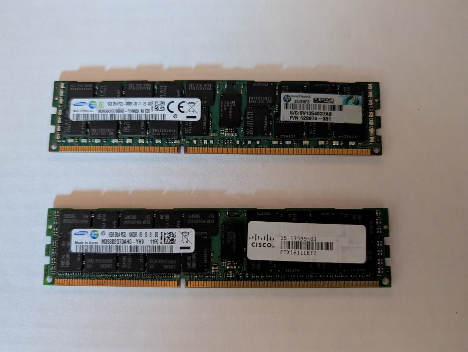 [LOT of 2] Samsung 16GB PC3L 10600R ECC REG Server RAM 2Rx4