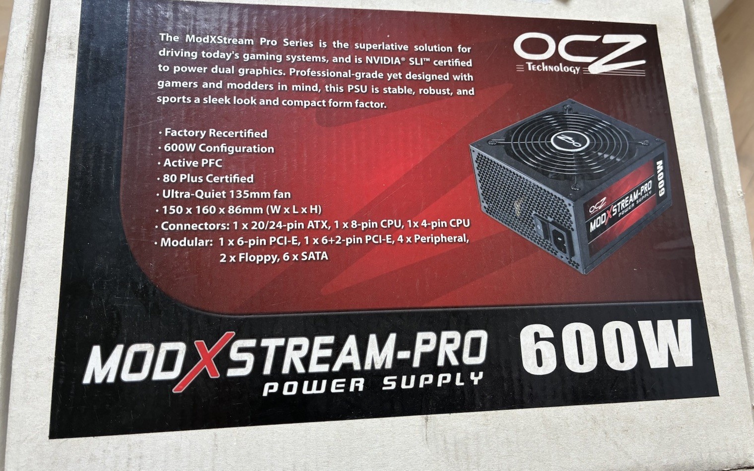 OCZ ModXStream Pro 600W 80+ Semi-Modular Active PFC ATX Power Supply OCZ600MXSP