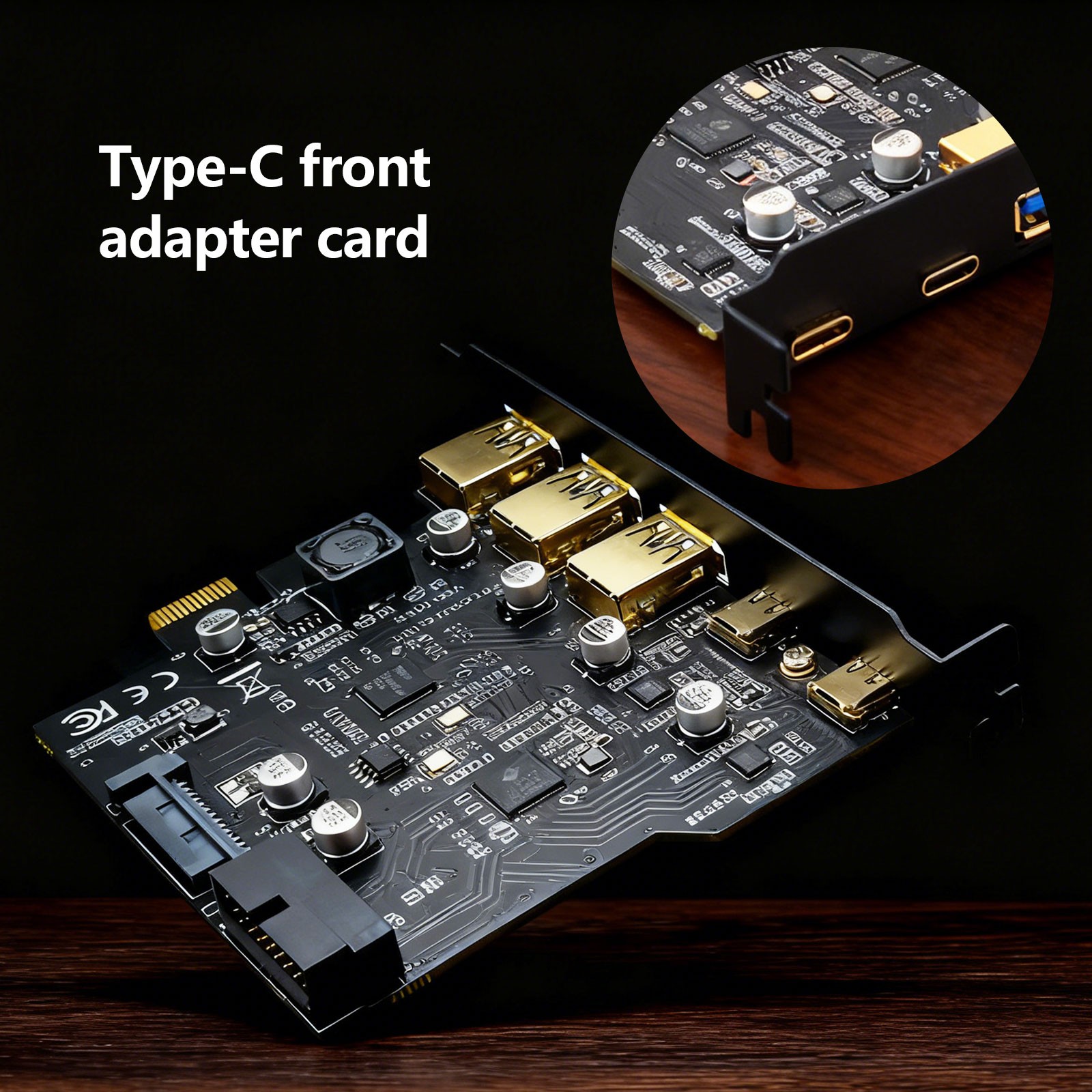 USB3.2 GEN1 PCI-E Expansion Card 5 Ports 2*Type-C 3*USB-A 19 Pin Connector 5GbCX