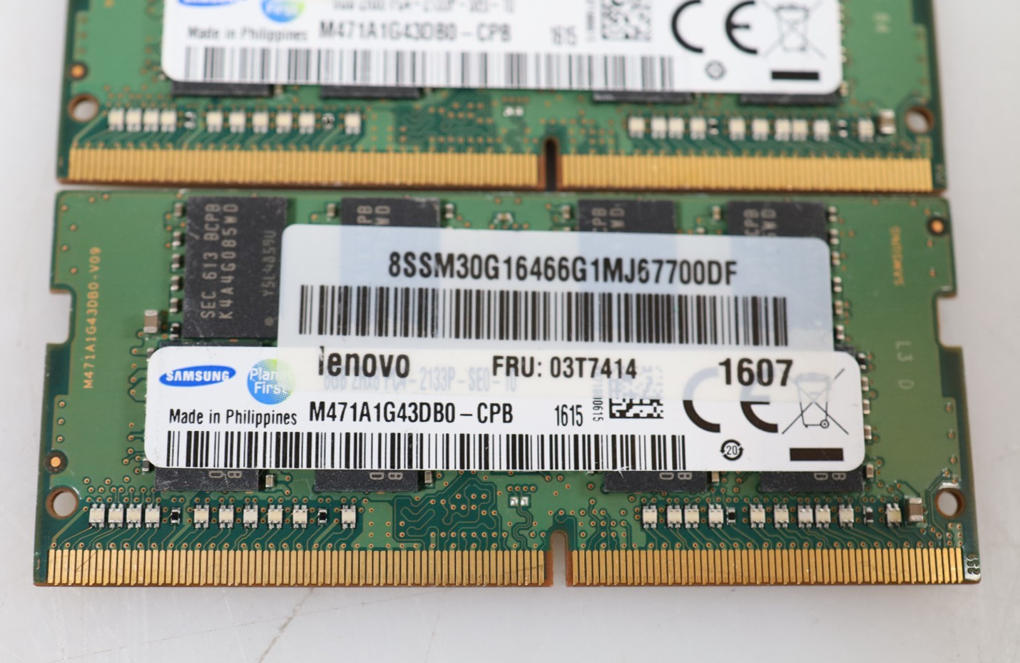 Lot 2x 8GB (16GB) Samsung M471A1G43DB0-CPB PC4-2133P SODIMM Memory 1578