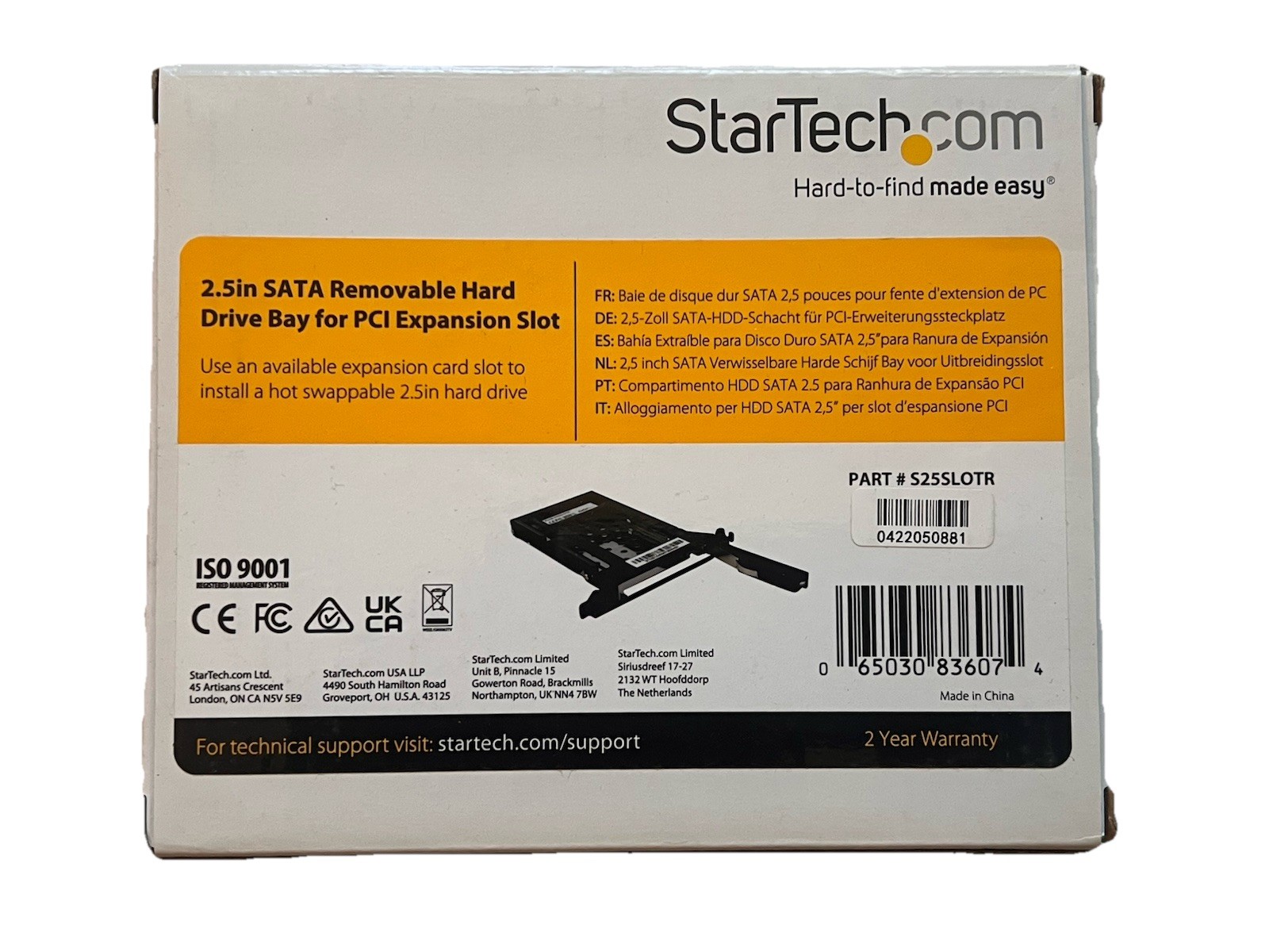 StarTech 2.5 inch SATA Removable Hard Drive Bay for PC Expansion Slot S25SLOTR