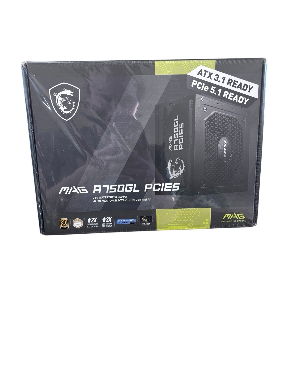 MSI MAG A750GL PCIE5 Gaming Modular Power Supply 750W Sealed ATX3.1 PCIe5.1