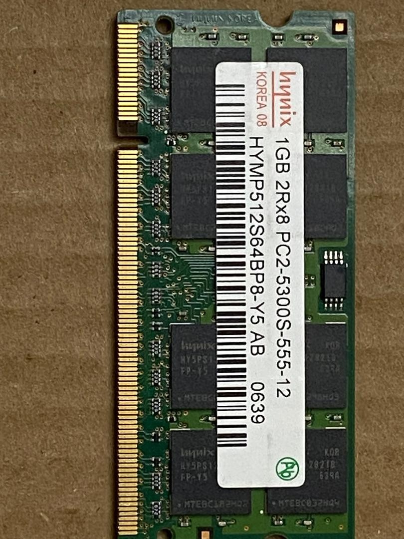 Hynix 1GB PC2-5300 667MHz 1.9V UBF CL5 200pins 16chips 256Mx64 8x16Mx8 SoDimm
