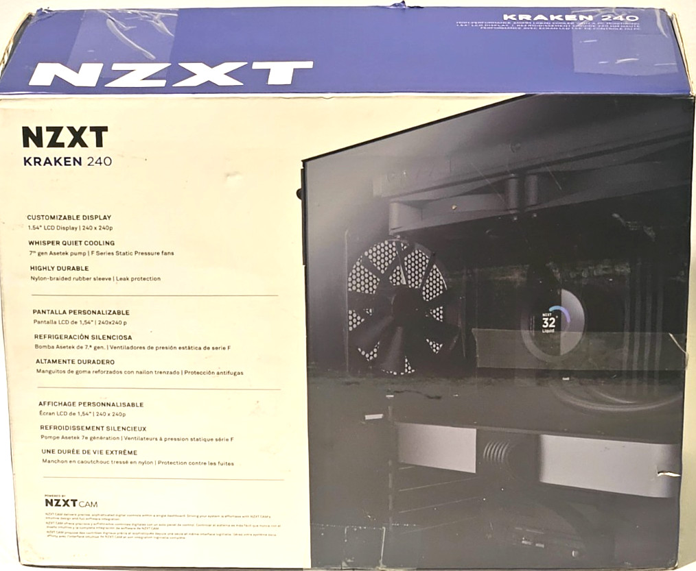 NZXT Kraken 240 AiO Liquid CPU Cooler LCD Display Black RL-KN240-B1 All Parts