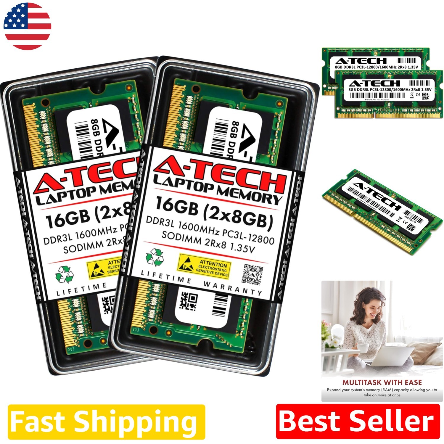 Fast 16GB DDR3 Laptop Memory 2x8GB 1600MHz PC3L-12800 SO-DIMM 1.35V Upgrade