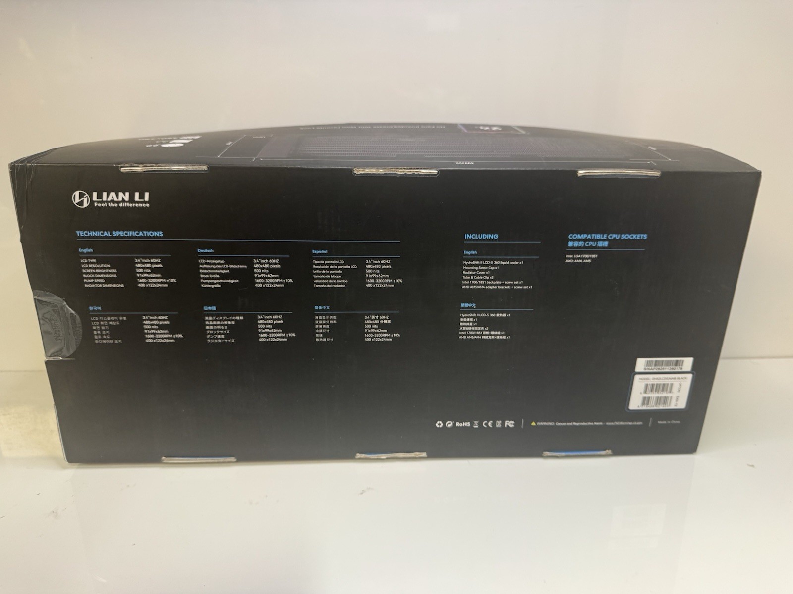 Lian Li HydroShift II LCD-S 360N 360mm Fanless AIO Liquid CPU Cooling Kit BLACK