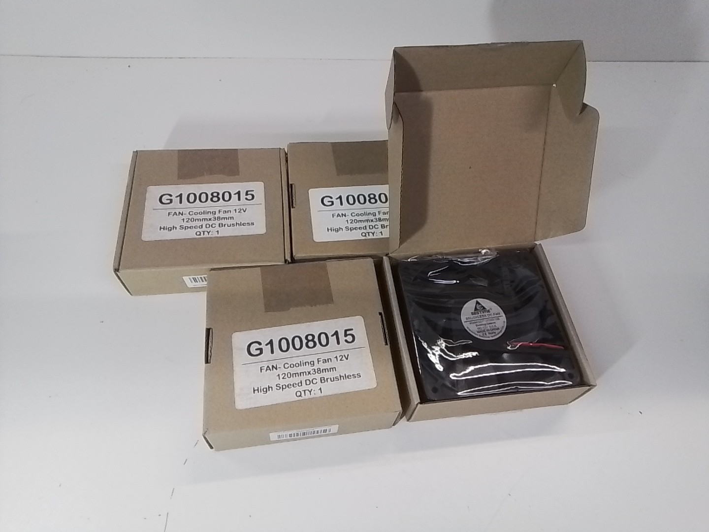 Lot of 4 GDSTIME GDT12038S12B 120mm x 38mm Brushless Fan, 12V DC Sleeve Bearing