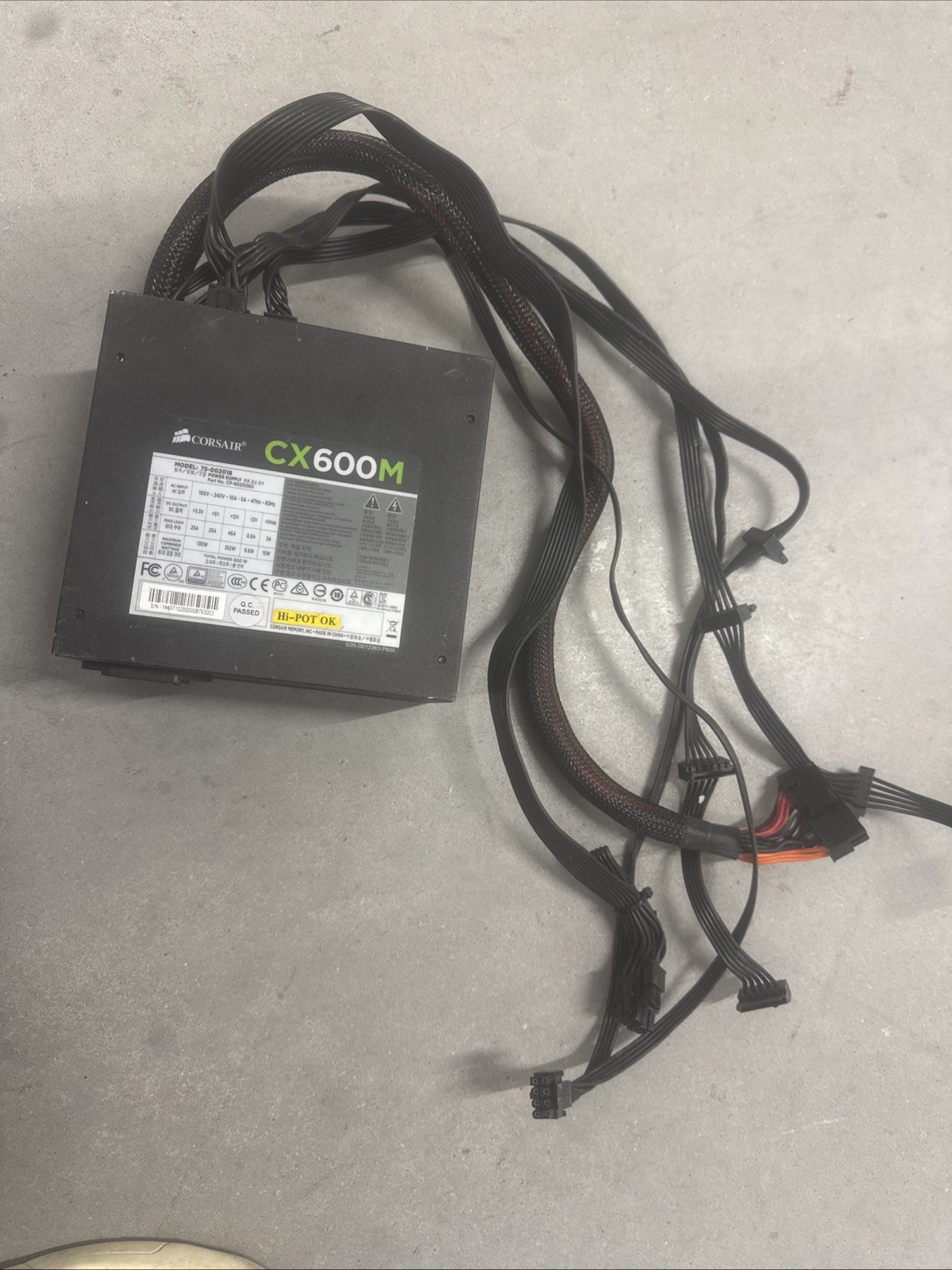 LOT OF 3 Corsair CX600M 750Watts Power Supply Model 75-002018 P/N: CP-9020061 –
