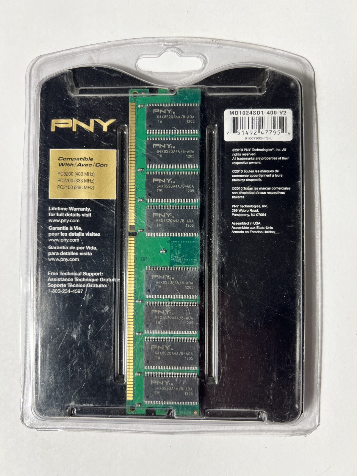 PNY Optima 1GB DDR 400 MHz PC3200 Desktop DIMM Memory Module (MD1024SD1-400-V2)