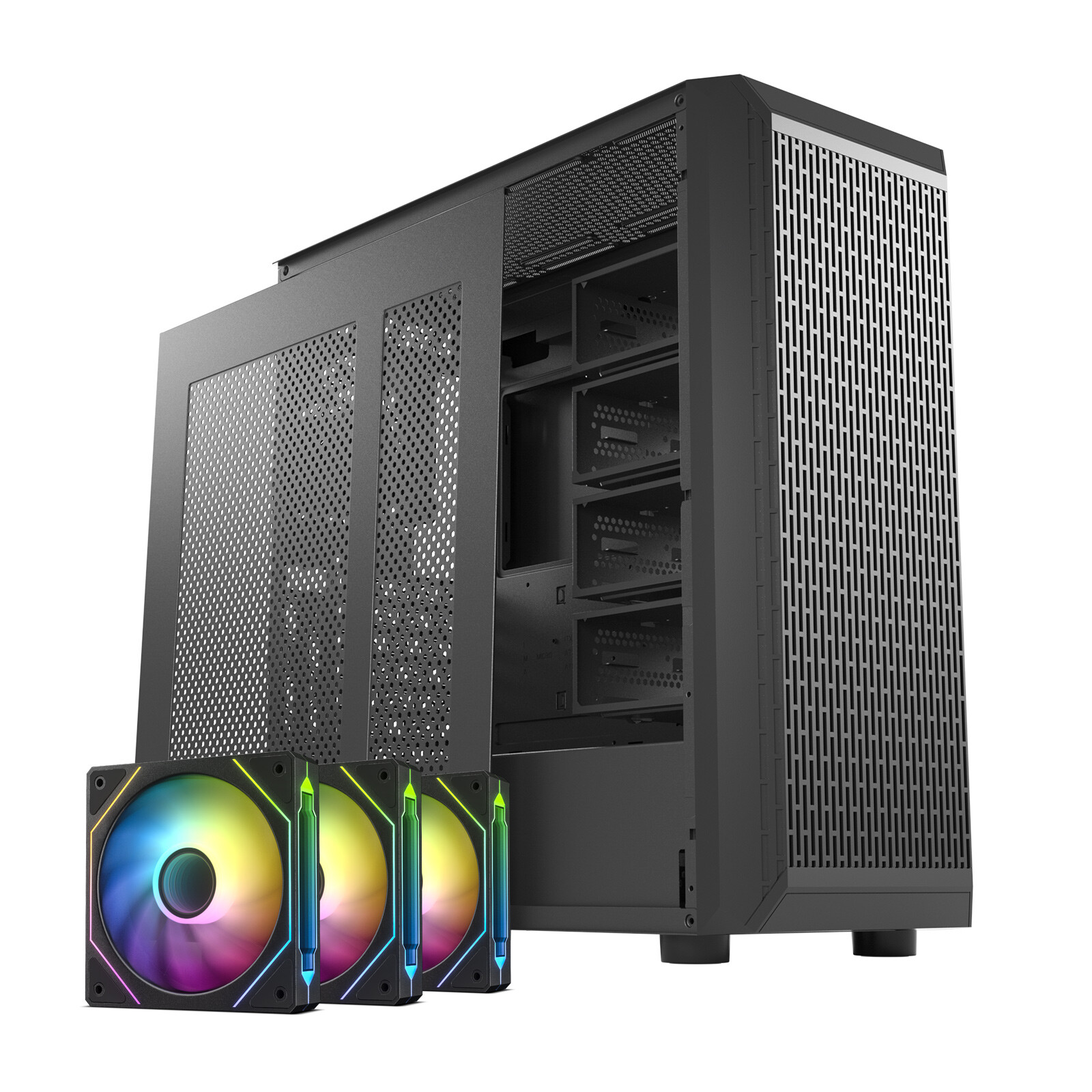 DARKROCK Classico ATX, Micro-ATX, MINI-ITX Full Tower PC Case w/ x7 1200mm Fans
