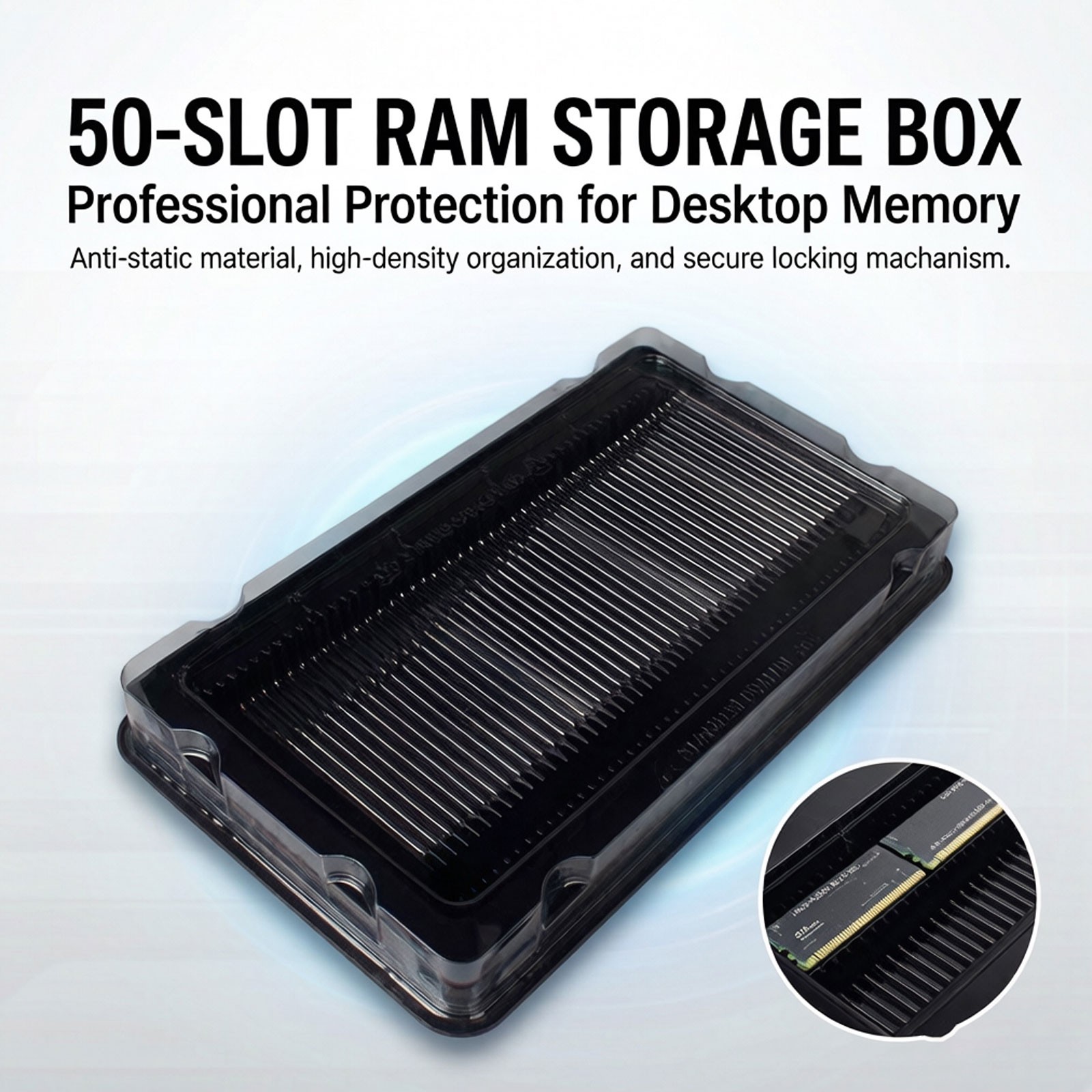 5x ESD DIMM RAM Memory Trays with Lid /Fits 50pcs DDR/DDR2/DDR3/DDR4 Desktop
