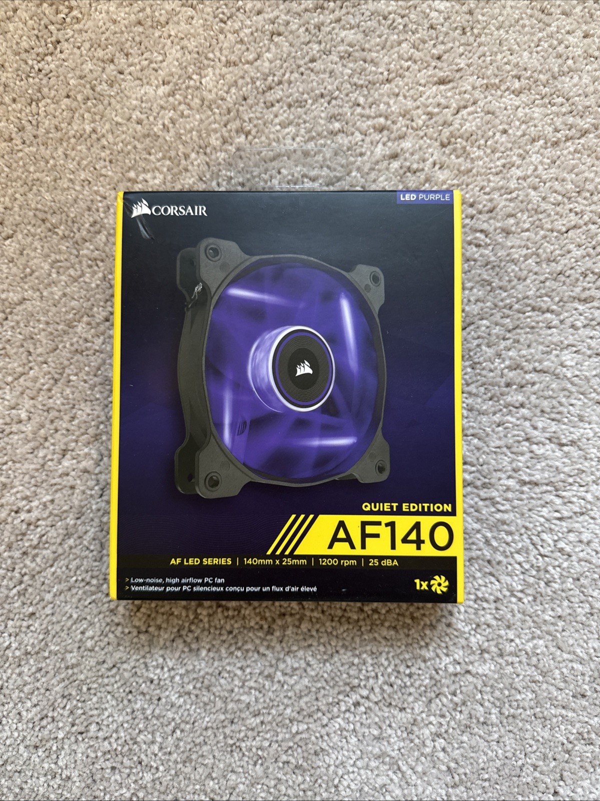 Corsair AF140 Quiet Edition LED Purple 140mm Case Fan CO-9050017-PLED New