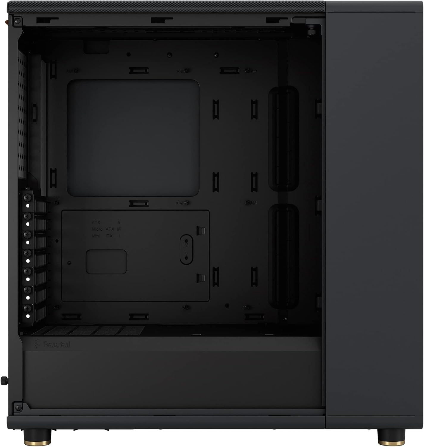 North Charcoal Black Tempered Glass ATX Gaming Case with Walnut Front & Fans