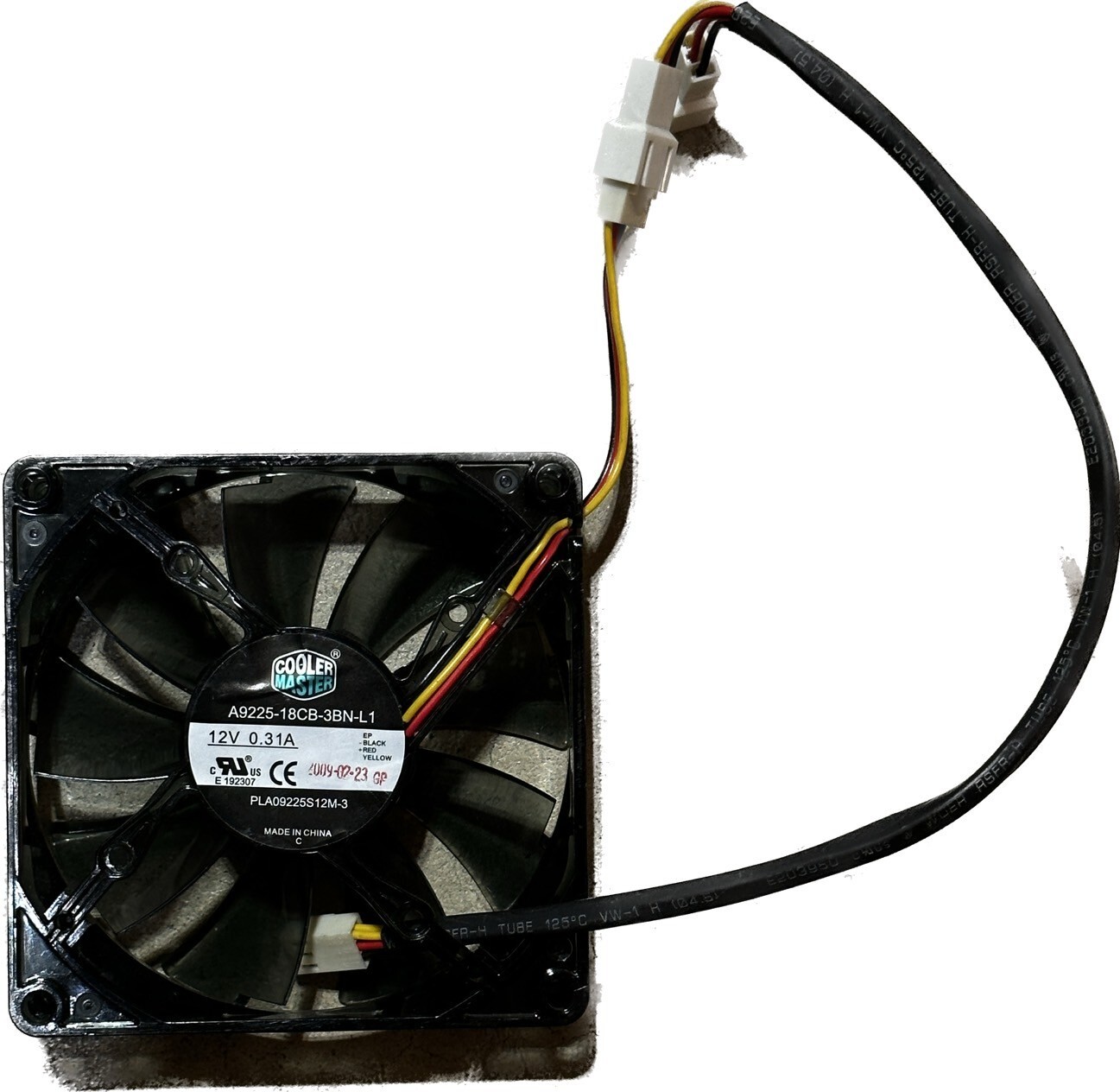 Cooler Master 12V 0.31A Quiet PC Case Fan 92mm A9225-18CB-3BN-L1 PLA09225S12M-3