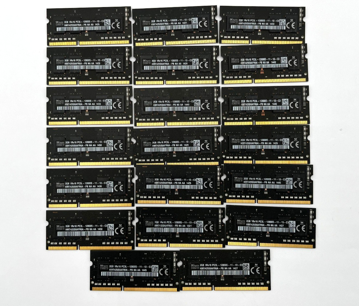Lot of 30 – 2GB DDR-3 12800 MHZ SODIMM Hynix HMT425S6AFR6A-PB