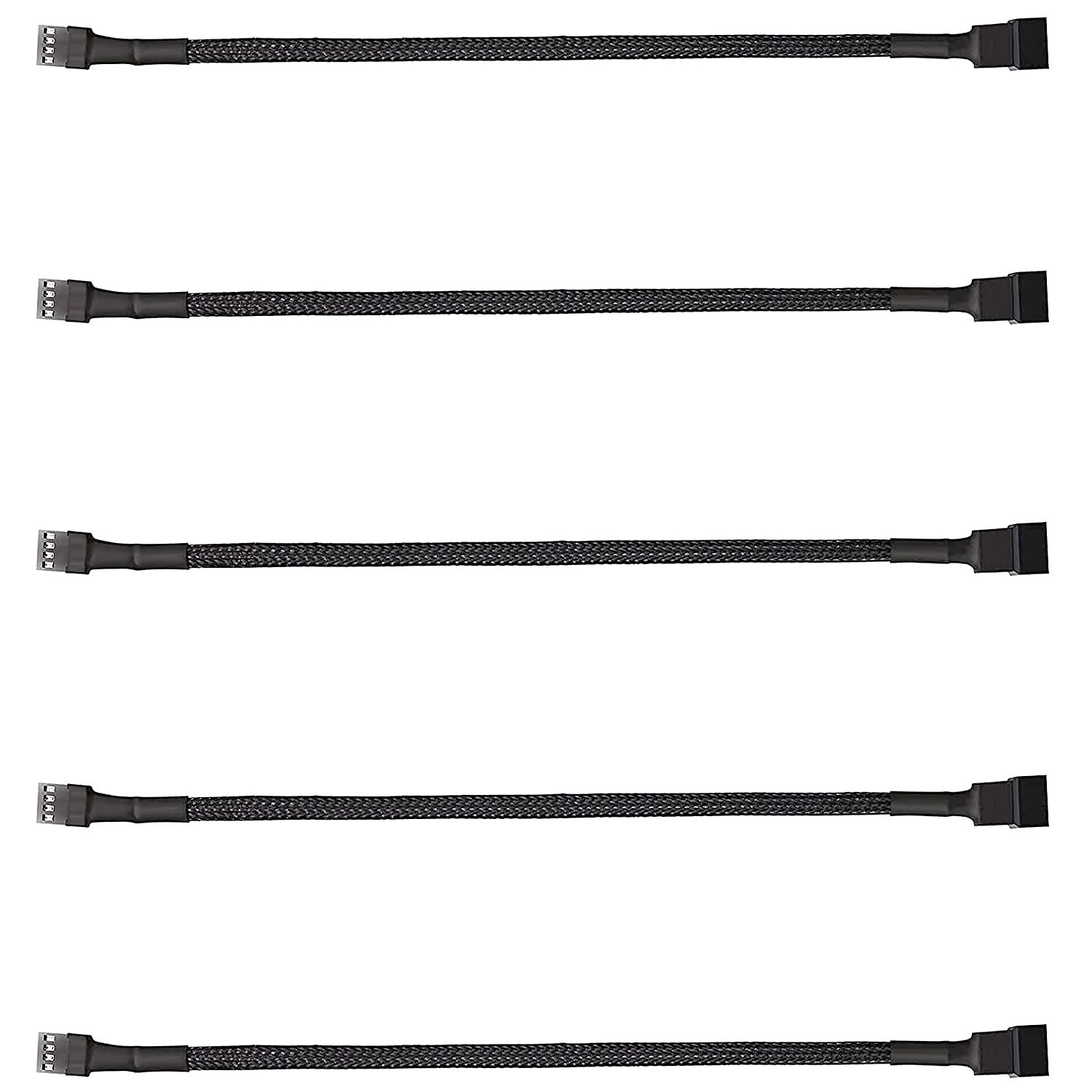 5 Pack 4-Pin PWM Fan Splitter Cable, Sleeved Braided Adapter Computer PC Fan